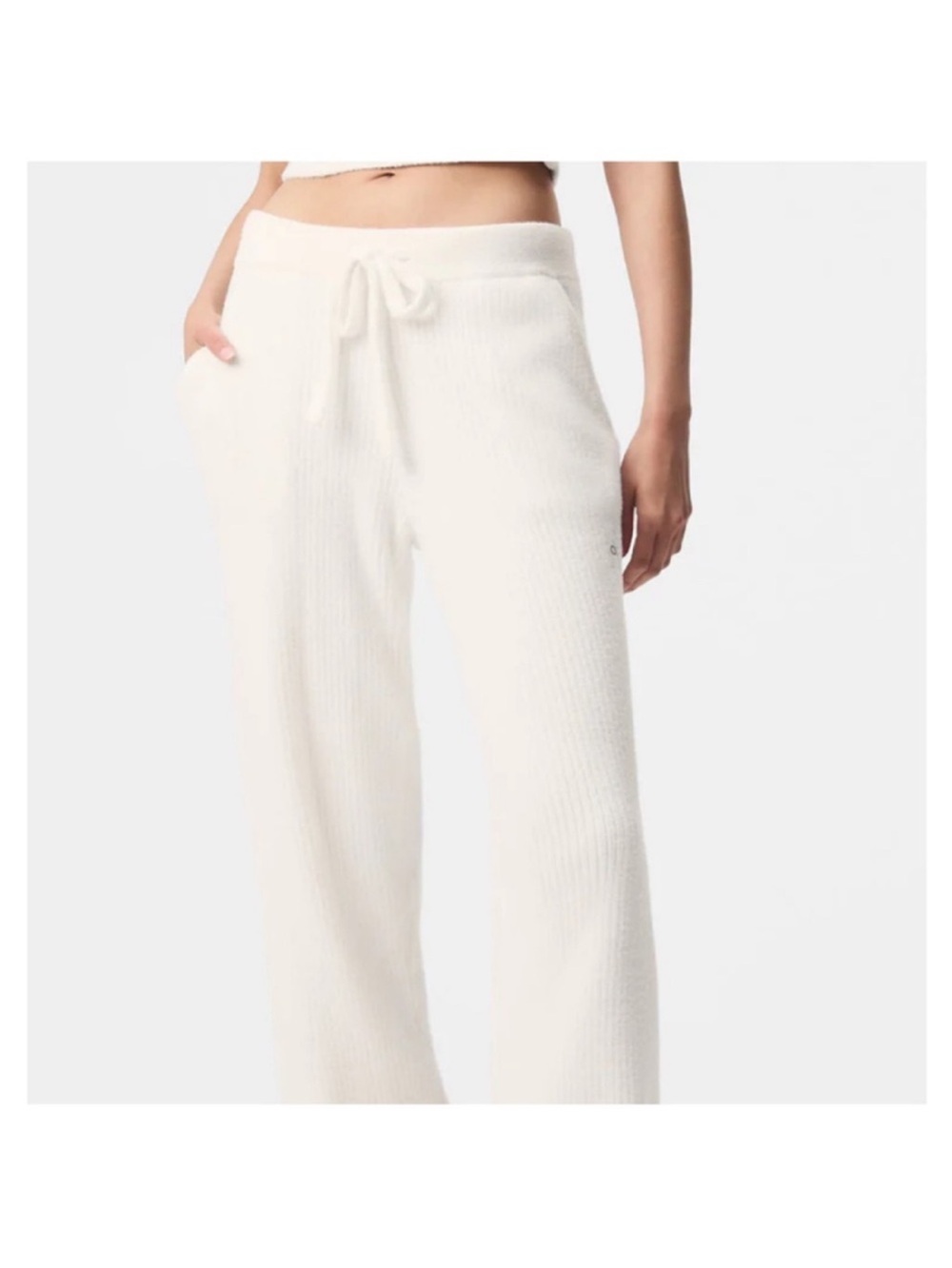 ALO Yoga Ribbed Wide-Leg Lounge Pants - Cream
